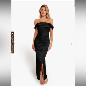 Shapewear Shine Jersey Draped Bust Slim Column Maxi Dress, never worn